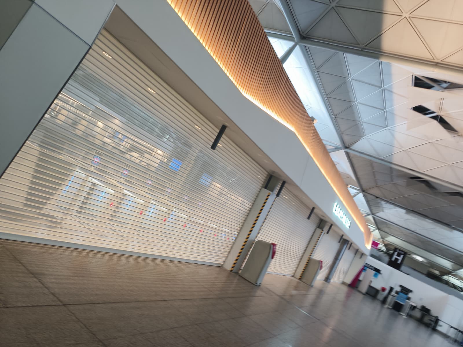 Airport departures concourse after final builders clean